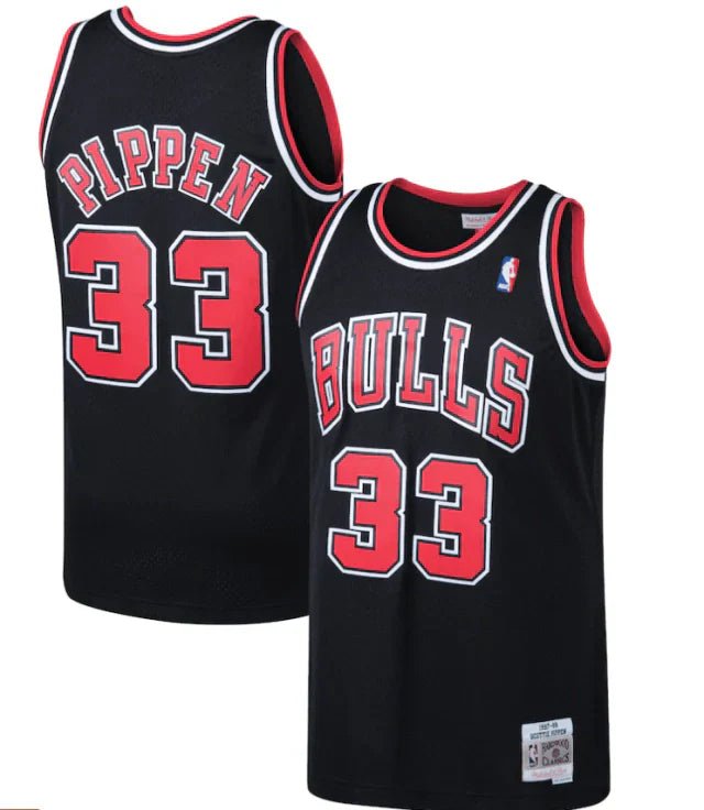 Regata NBA Chicago Bulls Retrô 1997 - 1998 Mitchell & Ness Authentic Pippen 33 - Preta - Manto Club