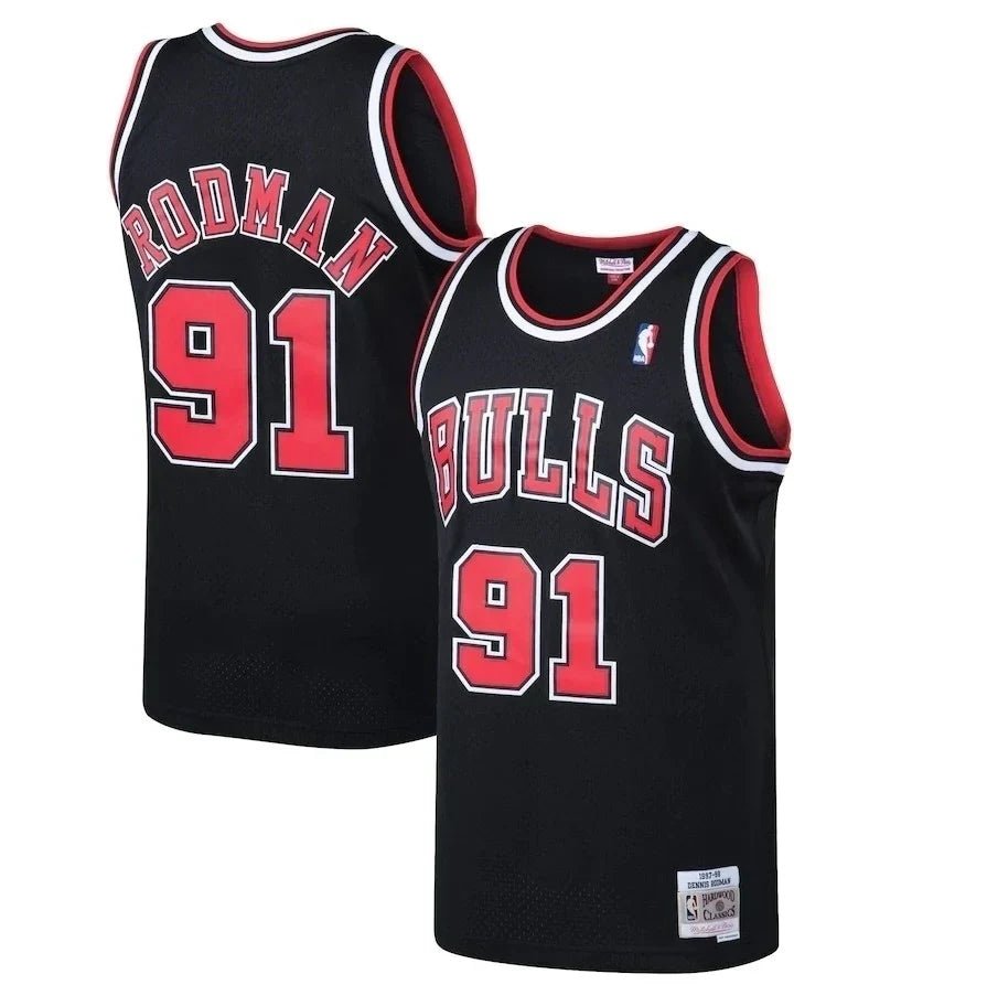 Regata NBA Chicago Bulls Retrô 1997 - 1998 Mitchell & Ness Authentic Rodman 91 - Preta - Manto Club
