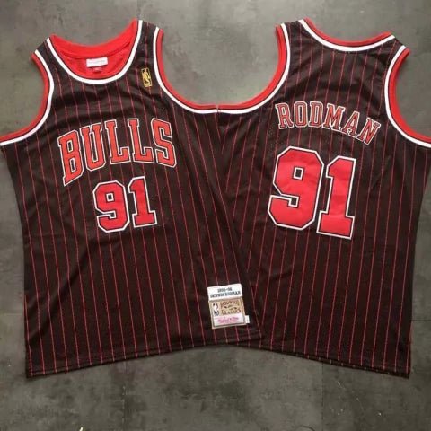 Regata NBA Chicago Bulls Retrô 1997 - 1998 Mitchell & Ness Authentic Rodman 91 - Preta e Vermelha - Manto Club