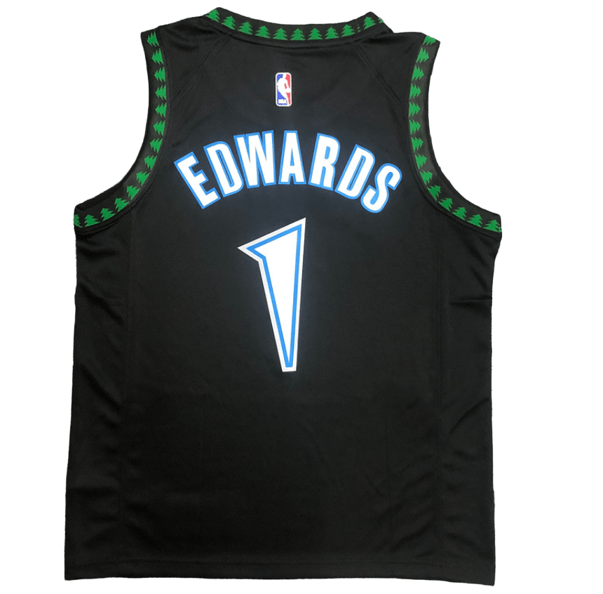 Regata NBA Minnesota Timberwolves Retrô Nike Authentic Edwards 1 - Preta - Manto Club