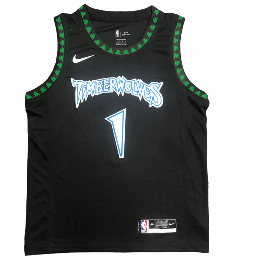 Regata NBA Minnesota Timberwolves Retrô Nike Authentic Edwards 1 - Preta - Manto Club