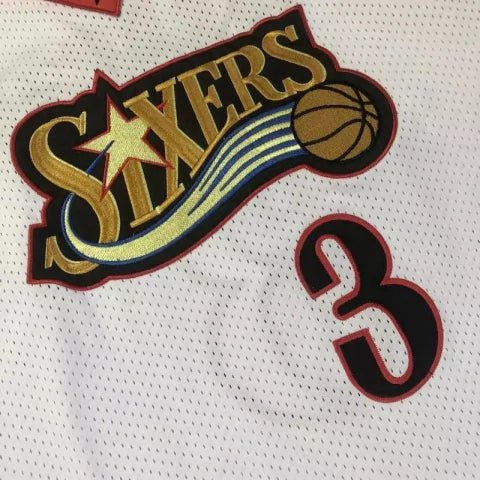 Regata NBA Philadelphia 76ers Retrô 1997 - 1998 Nike Authentic Iverson 3 - Branca - Manto Club