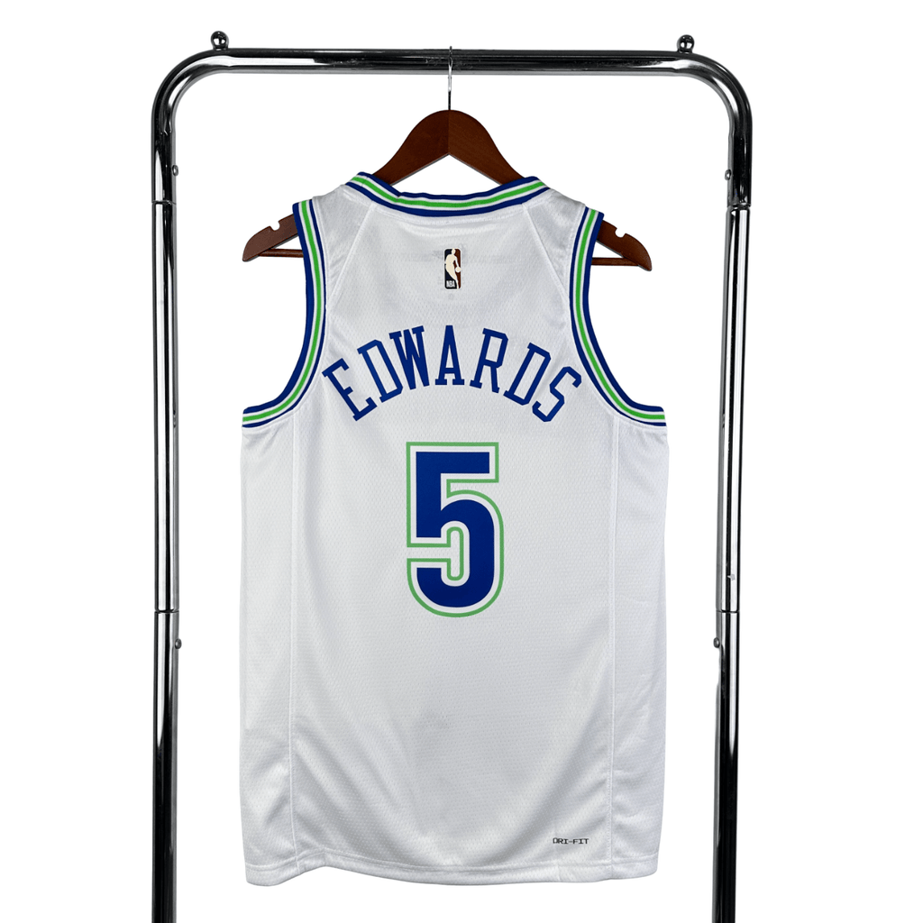 Regata NBA Timberwolves Retrô Nike Authentic Edwards 5 - Branca - Manto Club