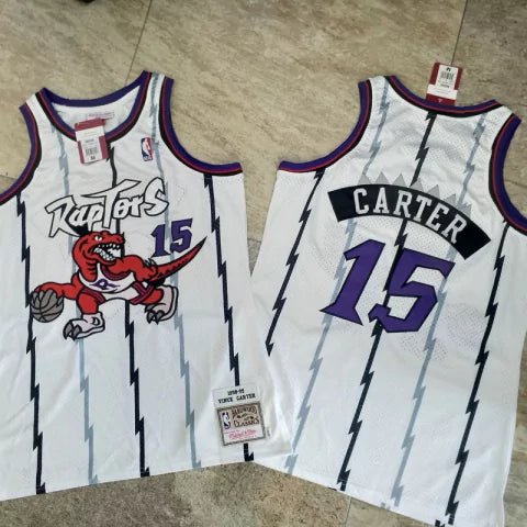Regata NBA Toronto Raptors Retrô 1998 - 1999 Mitchell & Ness Authentic Carter 15 - Branca - Manto Club