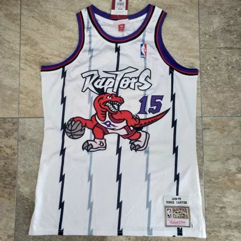 Regata NBA Toronto Raptors Retrô 1998 - 1999 Mitchell & Ness Authentic Carter 15 - Branca - Manto Club