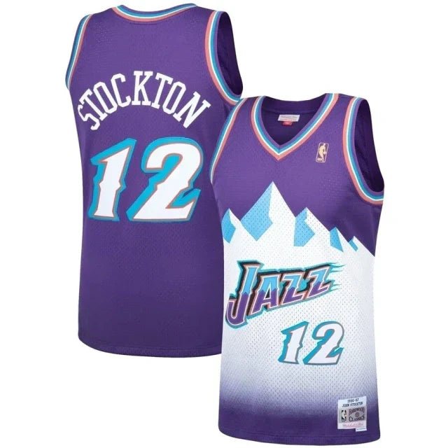 Regata NBA Utah Jazz Retrô 1996 - 1997 Mitchell & Ness Authentic Stockton 12 - Roxa - Manto Club